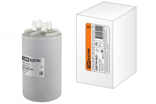 SQ0739-0021 Конденсатор ДПС, 450В, 25мкФ, 5%, плоский разъем, TDM