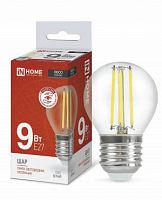 4690612026282 Лампа светодиодная LED-ШАР-deco 9Вт шар прозрачная 4000К нейтр. бел. E27 1040лм 230В IN HOME 