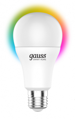 Лампа светодиодная диммируемая Gauss Smart Home E27 10W 2700-6500K RGBW матовая 1180112 в г. Санкт-Петербург 