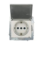 742-3788-123BIPCH Розетка 1-м СП VESNA 16А IP44 с заземл. с крышкой ПБТ механизм титан. LEZARD 