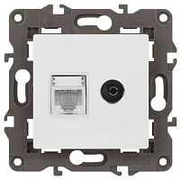Б0065767 Розетка компьютерная + телевизионная Elegance 14-3110-01М RJ45+TV матов. бел. Эра 