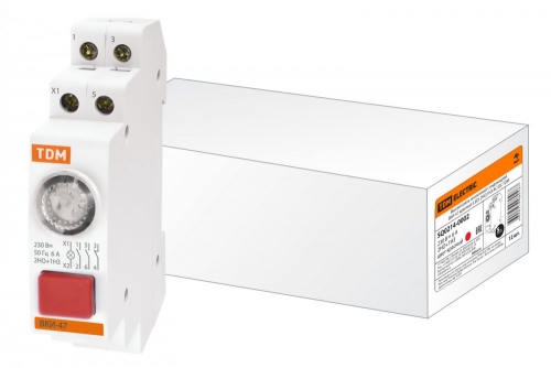 SQ0214-0002 Выключатель кнопочный с индикацией ВКИ-47 красный (LED) 2НО;1НЗ AC/DC TDM