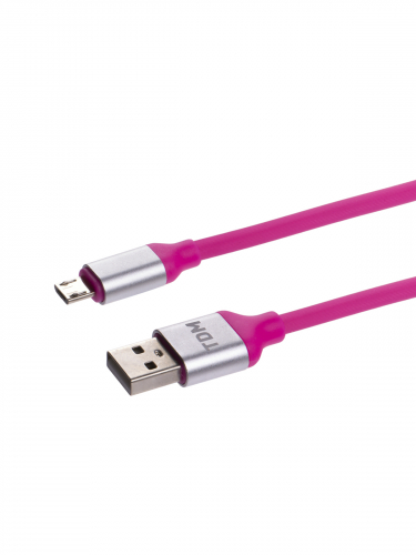 Дата-кабель, ДК 19, USB - micro USB, 1 м, силиконовая оплетка, розовый, TDM в г. Санкт-Петербург  фото 3