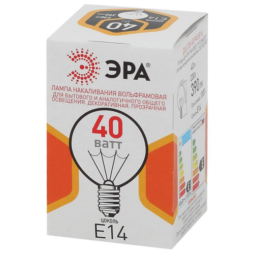 Лампа накаливания ЭРА E14 40W прозрачная ДШ 40-230-E14-CL Б0039136 в г. Санкт-Петербург  фото 3