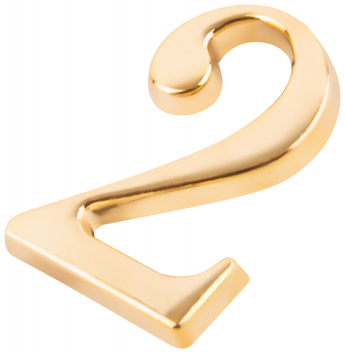 Цифра для обозначения номера квартиры, металлическая Золото "2" в г. Санкт-Петербург  фото 2