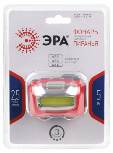 Налобный светодиодный фонарь ЭРА Пиранья от батареек 32х45х60 310 лм GB-709 Б0052751 в г. Санкт-Петербург  фото 4
