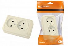 SQ1801-0212 Розетка двойная 2П открытой установки IP20 10А 250В (керамика) сл. кость "Ладога" TDM