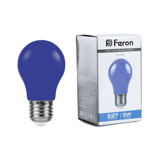 Лампа светодиодная Feron LB-375 E27 3W 230V синий 25923 в г. Санкт-Петербург 