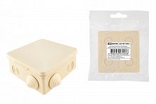SQ1401-0933 Распаячная коробка ОП 100х100х55мм, крышка, IP54, 8вх., сл. кость, инд. штрихкод TDM