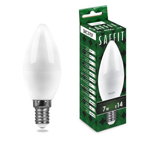 55031 Лампа светодиодная SAFFIT SBC3707 Свеча E14 7W 230V 4000K 