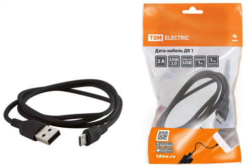 SQ1810-0301 Дата-кабель, ДК 1, USB - micro USB, 1 м, черный, TDM