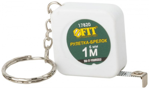 17820 Рулетка-брелок 1мх6мм квадратн. бел. FIT 