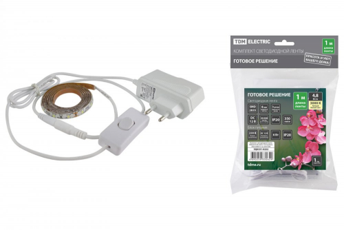 SQ0331-0222 Комплект светодиодной ленты SMD2835-60 LED/м-12 В-4.8 Вт/м-IP20-3000 К (1 м), 6 Вт TDM