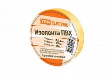 SQ0526-0022 Изолента ПВХ 0.13*15мм Желтая 10м TDM