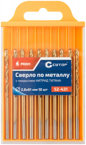 Сверло по металлу Cutop Profi с титановым покрытием, 2.8х61мм (10 шт) в г. Санкт-Петербург  фото 3