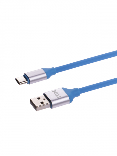 Дата-кабель, ДК 17, USB - USB Type-C, 1 м, силиконовая оплетка, голубой, TDM в г. Санкт-Петербург  фото 3