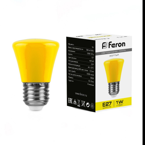 Лампа светодиодная Feron LB-372 Колокольчик E27 1W желтый 25935 в г. Санкт-Петербург 