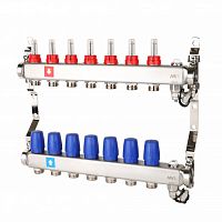 Коллекторная группа с расходомерами 1' х 7 выходов 3/4' НР евроконус с дренажным краном и воздухоотводчиком в г. Санкт-Петербург 