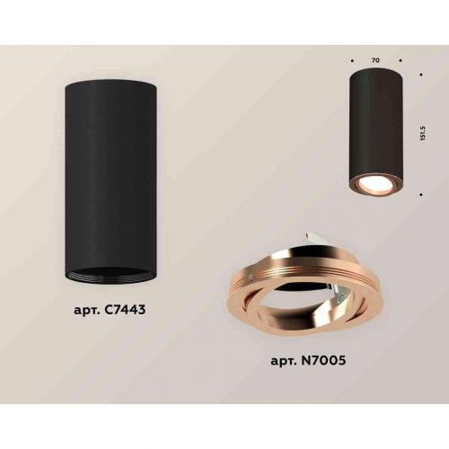 Комплект накладного светильника Ambrella light Techno Spot XS7443005 SBK/PPG черный песок/золото розовое полированное (C7443, N7005) в г. Санкт-Петербург  фото 2