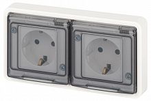 Б0063254 Розетка Эксперт 11-2524-01 2х2P+E гориз. IP55 шторки 16А-250В СУ бел. Эра 