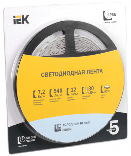 IEK Лента LED 5м блистер LSR-5050W30-7,2-IP65-12V в г. Санкт-Петербург 