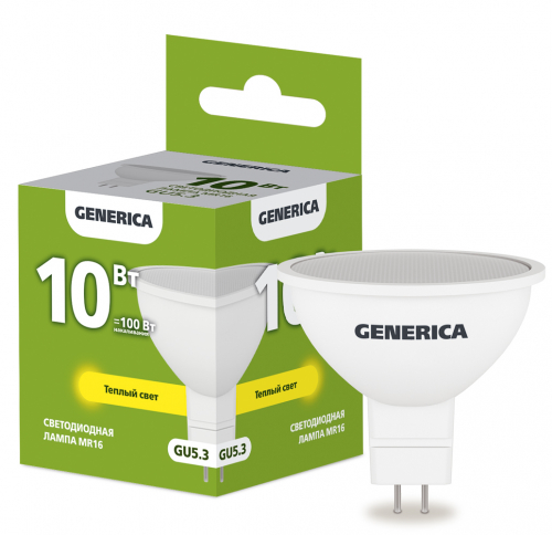 Лампа светодиодная MR16 софит 10Вт 230В 3000К GU5.3 GENERICA в г. Санкт-Петербург 