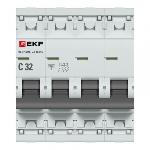 Выключатель автоматический модульный 4п 32А C 4.5кА ВА 47-63N PROxima EKF M634432C в г. Санкт-Петербург  фото 2