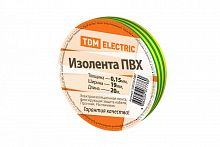 SQ0526-0007 Изолента ПВХ 0.15х19мм Желто-Зеленая 20м TDM