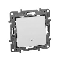 672215 Переключатель 1-кл. СП Etika Plus 10А IP20 250В 10AX с подсветкой безвинтов. зажимы механизм бел. IEK 