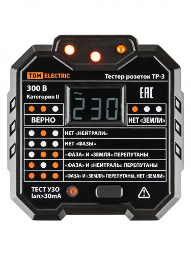 Тестер розеток и УЗО ТР-3 с индикацией напряжения TDM в г. Санкт-Петербург  фото 3