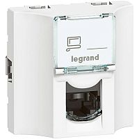 078628 Розетка компьютерная проходная СП 2мод. Mosaic RJ45 кат.6A STP бел. Leg 