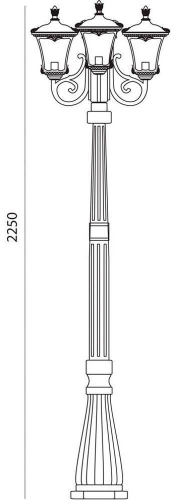 Светильник садово-парковый Feron 70033M столб четырехгранный 3*100W E27 230V, черное золото 11260 в г. Санкт-Петербург  фото 2