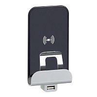 672337 Устройство зарядное беспроводное Etika Qi 1А с дополнит. разъемом USB A 5В 2.4А сл. кость IEK 