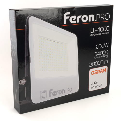 Светодиодный прожектор Feron.PRO LL-1000 IP65 200W 6400K черный 51016 в г. Санкт-Петербург  фото 9