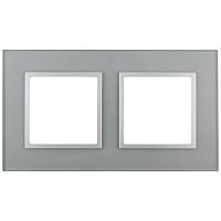 Б0034490 Рамка 2-м 14-5102-03 стекло Elegance алюм.+алюм. ЭРА 