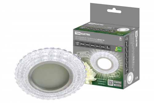 SQ0359-0138 Светильник встраиваемый СВ 03-10 MR16 50Вт G5.3 LED подсветка 3 Вт зеркальный/хром TDM