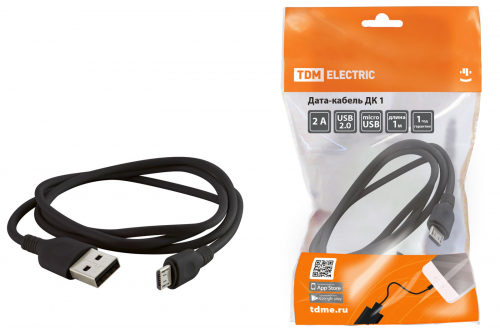 Дата-кабель, ДК 1, USB - micro USB, 1 м, черный, TDM в г. Санкт-Петербург 