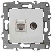 Б0027441 Розетка компьютерная + телевизионная Эра12 12-3110-01 RJ45 + TV IP20 бел. Эра 
