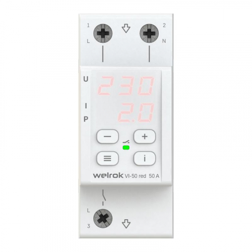 4660251140267 Реле напряжения с контролем тока VI-50 red Welrok 