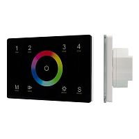 028403 Панель Sens SMART-P83-RGB Black (230В 4 зоны 2.4G) (IP20 пластик) Arlight 