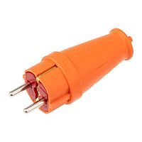 111-202 Вилка прямая влагозащ. 16А IP44 с заземл. COMPACT каучук оранж. Rexant 