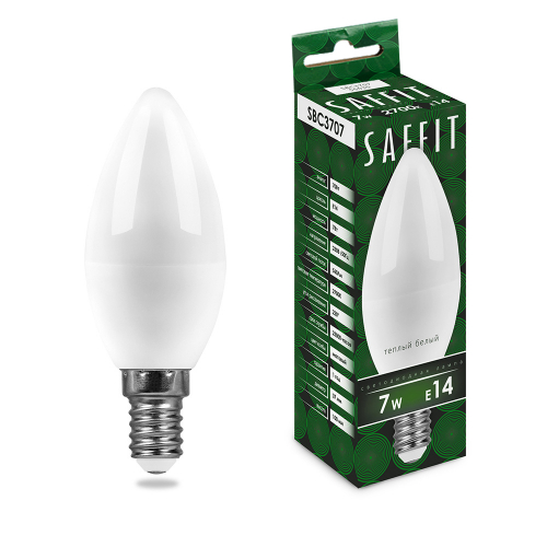 55030 Лампа светодиодная SAFFIT SBC3707 Свеча E14 7W 230V 2700K 