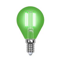 Лампа светодиодная филаментная Uniel E14 5W зеленая LED-G45-5W/GREEN/E14 GLA02GR UL-00002987 в г. Санкт-Петербург 