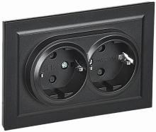 BR-R24-16-K02-F Розетка 2-м СП BRITE РСш12-3-БрЧ 16А в сборе с заземл. защ. шторки черн. IEK 