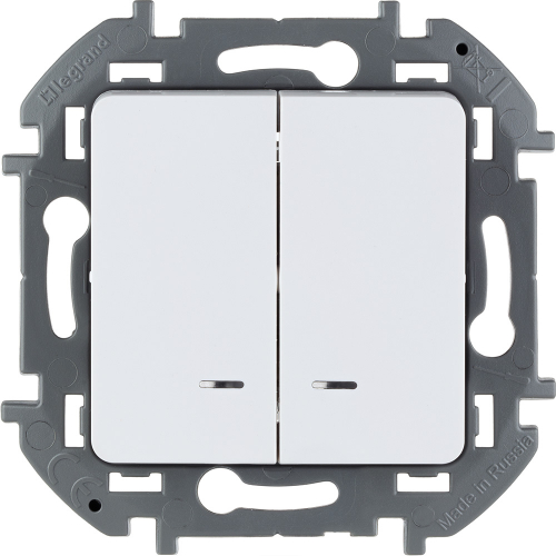 Выключатель двухклавишный с подсветкой/индикацией INSPIRIA 10 AX 250 В~ белый в г. Санкт-Петербург 