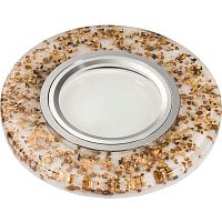 UL-00000359 Светильник декоративный Luciole DLS-L108 GU5.3 CHROME/WHITE GU5.3 встраив. доп. светодиод. подсветка 3Вт без лампы основание метал. хром отделка полимерн. покрытие бел. с частицами цвета кофе Fametto 