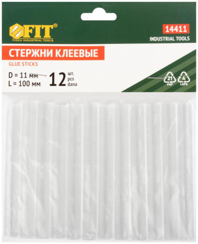 14411 Стержень клеевой 11х100мм бесцвет. (уп.12шт) FIT  фото 3