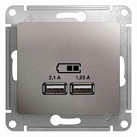 Механизм розетки USB 1-м СП Glossa 5В/2100мА 2х5В/1050мА платина SchE GSL001233