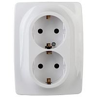 Б0036442 Розетка 2-м СП Эра12 12-2108-01 16А IP20 250В 2х2P+E Schuko защ. шторки бел. Эра 