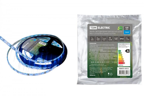 SQ0331-0313 Лента светодиодная SMD2835-60 LED/м-IP65-12 В-4.8 Вт/м-синий (5 м) TDM